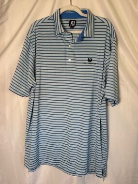 Like New FootJoy Light Blue Striped Golf Polo with Phoenician Scottsdale Logo